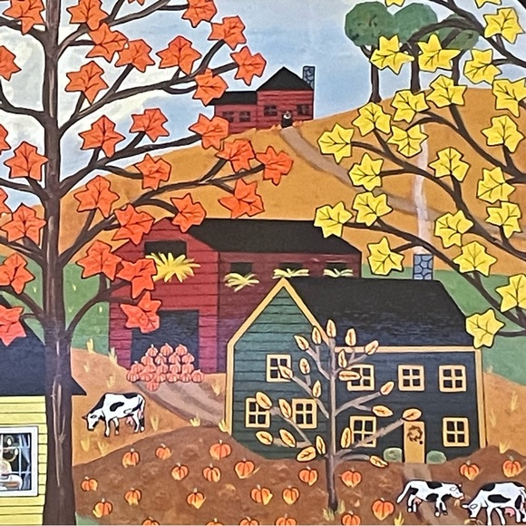 Vintage set of 4 large Cork backed Acorn Farms Medana Gabbard 11.25”x 16.3/4” - Picture 6 of 9